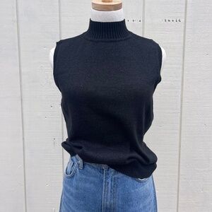 Liz Claiborne Metallic Black Sleeveless Mock Turtleneck Size Medium